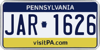 PA license plate JAR1626