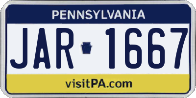 PA license plate JAR1667