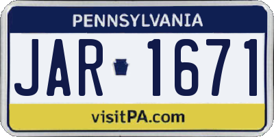 PA license plate JAR1671