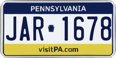 PA license plate JAR1678