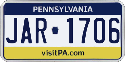 PA license plate JAR1706