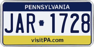 PA license plate JAR1728