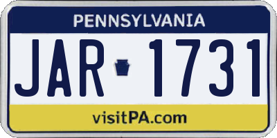 PA license plate JAR1731