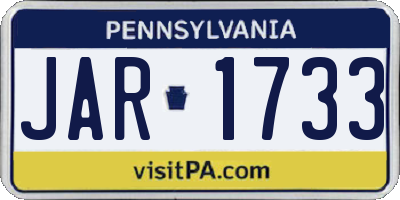 PA license plate JAR1733