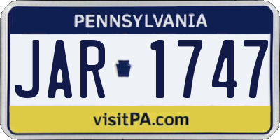 PA license plate JAR1747
