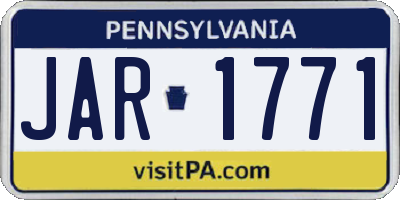 PA license plate JAR1771