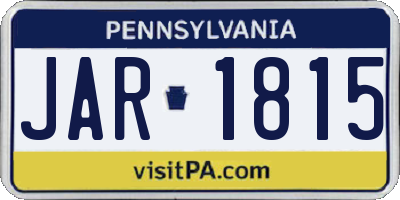 PA license plate JAR1815