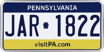 PA license plate JAR1822