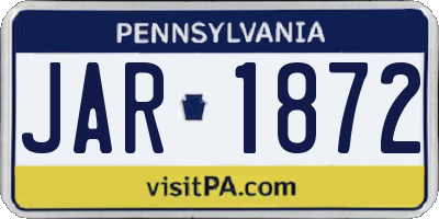 PA license plate JAR1872