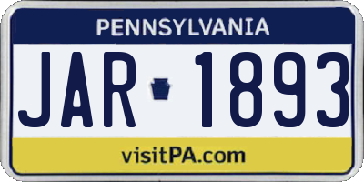 PA license plate JAR1893