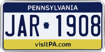 PA license plate JAR1908