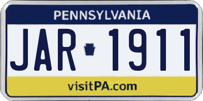 PA license plate JAR1911