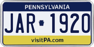 PA license plate JAR1920