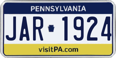 PA license plate JAR1924