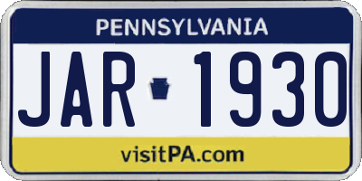 PA license plate JAR1930