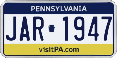 PA license plate JAR1947