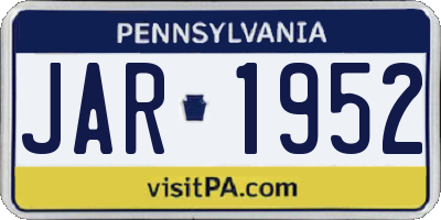 PA license plate JAR1952