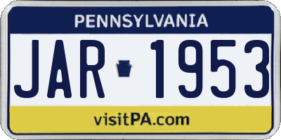 PA license plate JAR1953