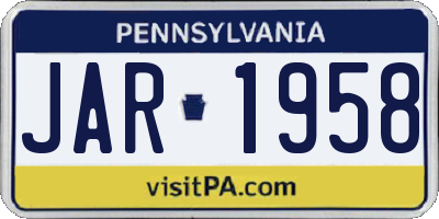PA license plate JAR1958