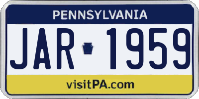 PA license plate JAR1959