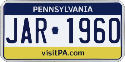 PA license plate JAR1960