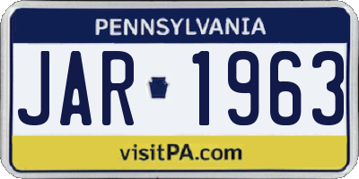 PA license plate JAR1963