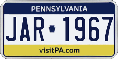 PA license plate JAR1967
