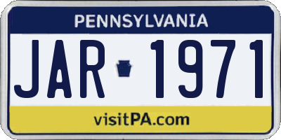 PA license plate JAR1971