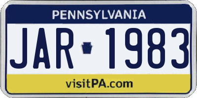 PA license plate JAR1983