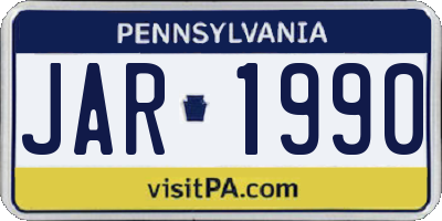 PA license plate JAR1990