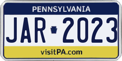 PA license plate JAR2023