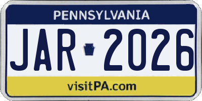 PA license plate JAR2026
