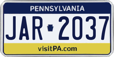 PA license plate JAR2037