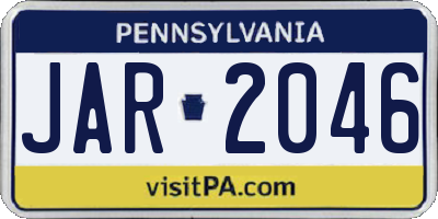 PA license plate JAR2046