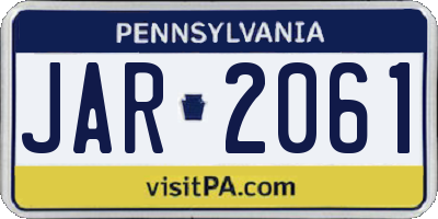 PA license plate JAR2061