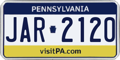 PA license plate JAR2120