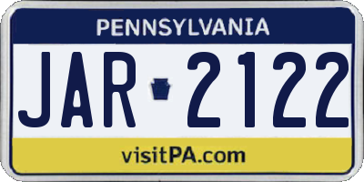 PA license plate JAR2122
