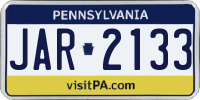 PA license plate JAR2133