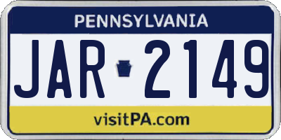 PA license plate JAR2149