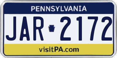 PA license plate JAR2172