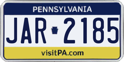 PA license plate JAR2185