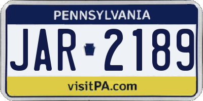 PA license plate JAR2189