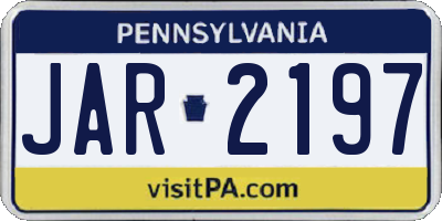 PA license plate JAR2197