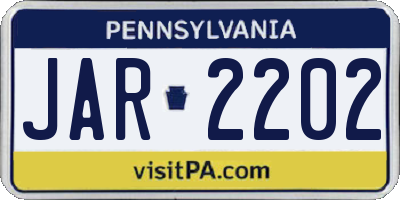PA license plate JAR2202