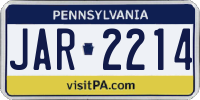 PA license plate JAR2214