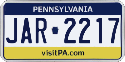 PA license plate JAR2217