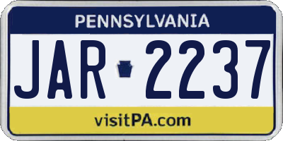 PA license plate JAR2237