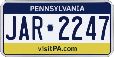 PA license plate JAR2247