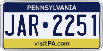 PA license plate JAR2251