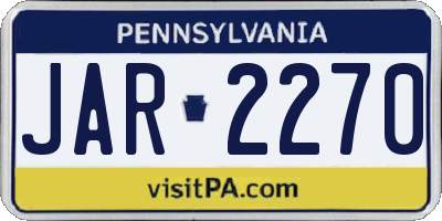 PA license plate JAR2270